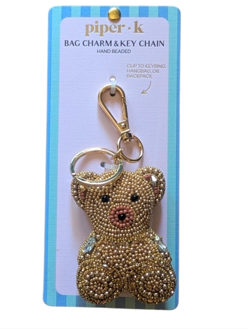 🧸▪️piper K ▪️ Adorable Beaded Teddy Bear Bag Charm & Key Chain